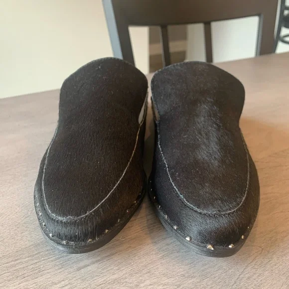 NWOT Black Calf Hair mules with silver stud detail. Sz 7.5 - Picture 6 of 15